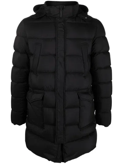 Herno Woven Half Coat With Structured Silhouette In Black
