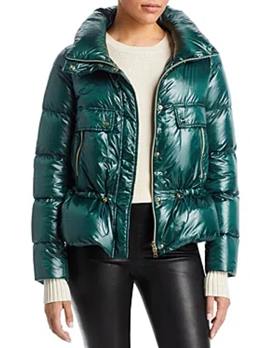 Herno Woven Zip Front Jacket In College Green
