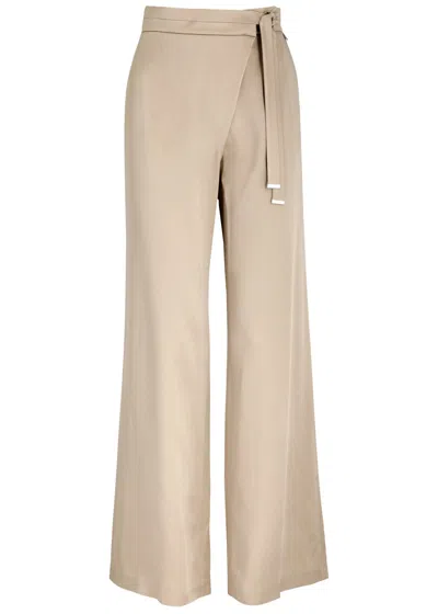 Herno Wrap-effect Satin Trousers In Cream