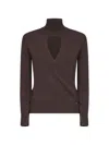 Herno Wrap-effect Cut-out Sweater In Brown