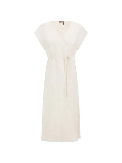 Herno Wrap-style Midi Dress In White