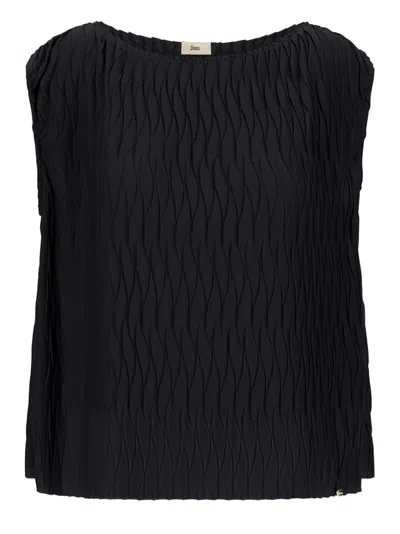 Herno Wrinkled Effect Polyester Jersey Tank Top In Black