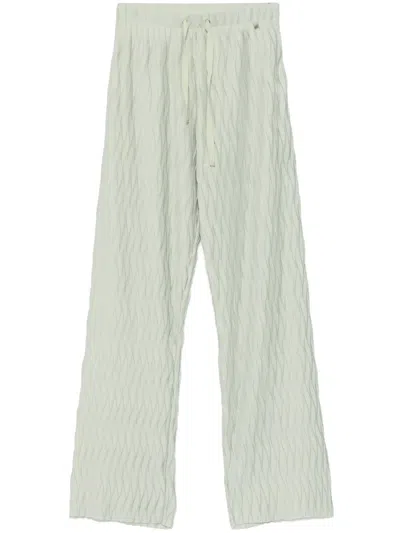 Herno Textured Green Trousers With And Drawstring Waist