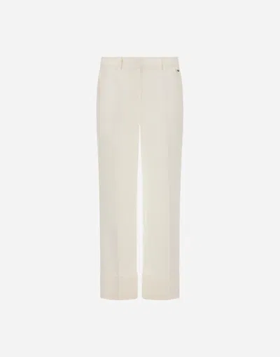 Herno White Lightweight Linen Cigarette Trousers