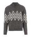 Herno Zigzag-pattern Collared Sweater In Black