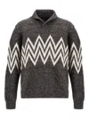 Herno Zigzag-pattern Collared Sweater In Gray