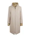 Herno Zigzag-weave High Neck Coat In Neutral