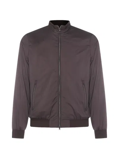 Herno Zip Bomber Jacket In Brown