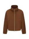 Herno Techno Taffeta Jacket High Collar Drawstring In Brown