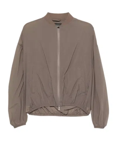 Herno Zip Fastening Bomber Jacket In Brown