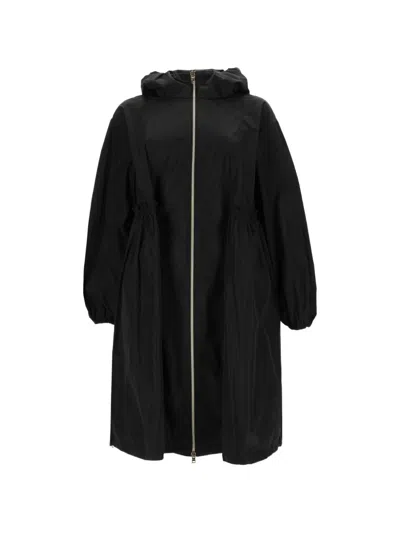 Herno Tech Hooded Parka Elastic Cuffs Drawstring Waist In Black