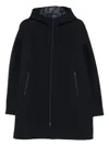 Herno Long Scuba Jacket With Hood And Side Zip Pockets In Black
