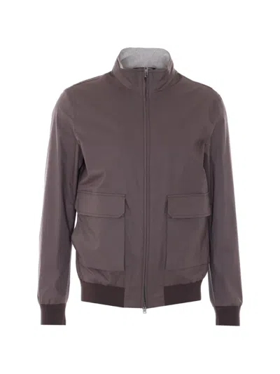 Herno Zip High-neck Jacket In Brown