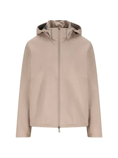 Herno Functional Lightweight Hooded Jacket With Zip In Neutral