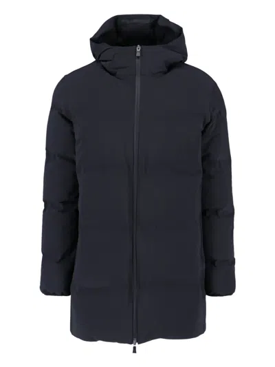 Herno Zip Logo Coat In Blue