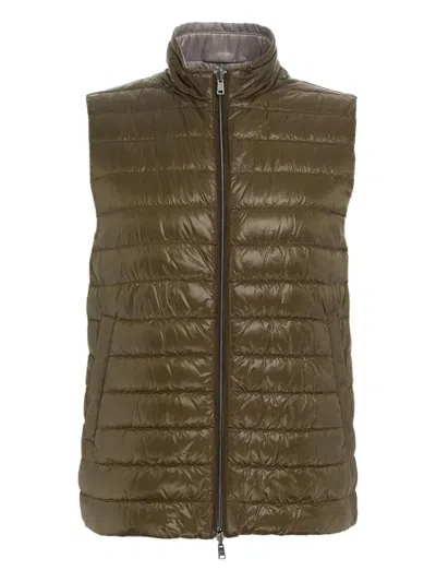 Herno Man Vest Khaki Size 44 Polyamide In Brown