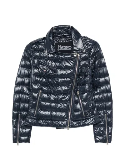 Herno Zip Quilted Jacket In Blue