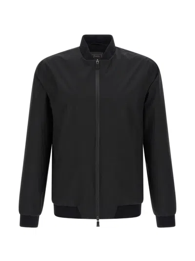 Herno High Collar Bomber Jacket Ribbed Cuffs Hem In Black