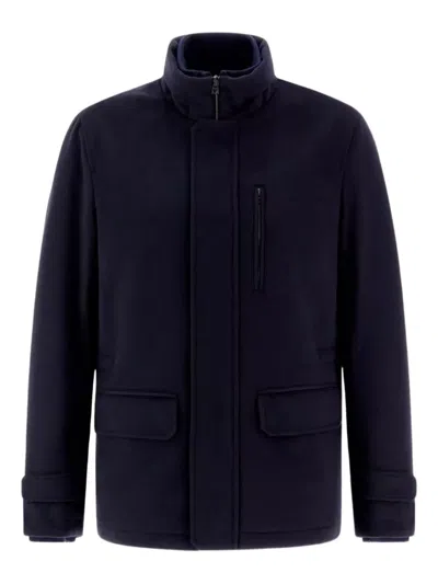 Herno High Collar Men's Winter Jacket In Blue