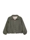 Herno Short Jacket High Collar Drawstring Hem In Green