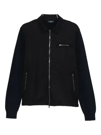 Herno Zip-up Collared Jacket In Black