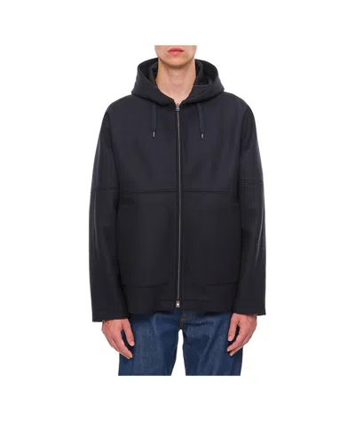 Herno Zip-up Drawstring Coat In Black