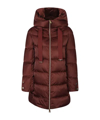 Herno A-shape In Satin With Faux Fur Bib In Red