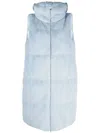 Herno Zip-up Faux-fur Hooded Gilet In Blue