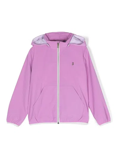 Herno Kids' Zip-up Hooded Bomber Jacket In Pink