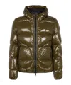 Herno Quilted Hooded Jacket Shiny Finish In Brown