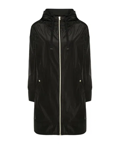 Herno Zip-up Hooded Coat In Black