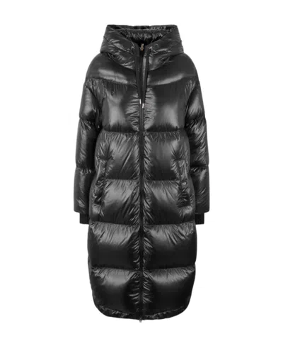 Herno Zip-up Hooded Coat In Black