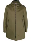 Herno Zip-up Hooded Coat In Green