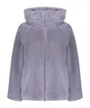 Herno Zip-up Hooded Coat In Purple