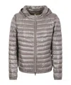 Herno Zip-up Hooded Down Jacket In Gray