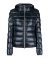 Herno Zip-up Hooded Down Jacket In Blue