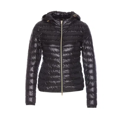 Herno Zip-up Hooded Down Jacket In Black