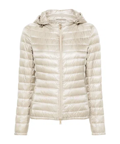 Herno Zip-up Hooded Down Jacket In Neutral