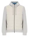 Herno Zip-up Hooded Drawstring Down Jacket In Ghiaccio/azzurro