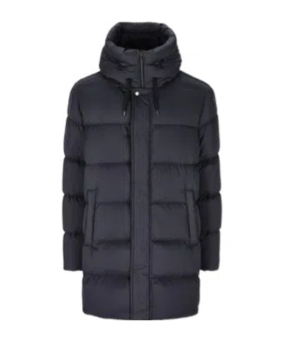 Herno Zip-up Hooded Drawstring Puffer Coat In Black