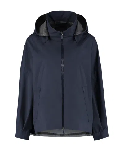 Herno Zip-up Hooded Jacket In Blue