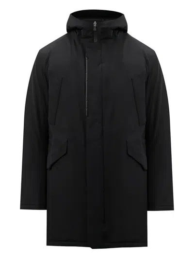 Herno Zip-up Hooded Jacket In Black