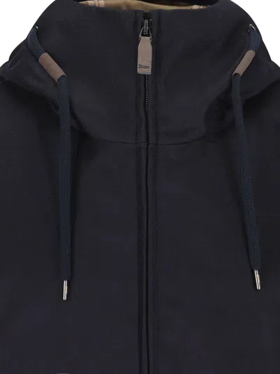 Herno Zip-up Hooded Jacket In Blue