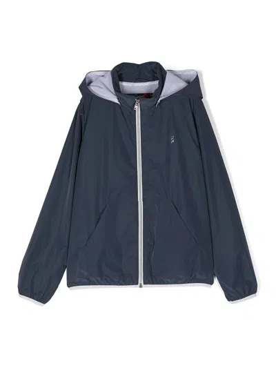 Herno Kids' Zip-up Hooded Jacket In Blue