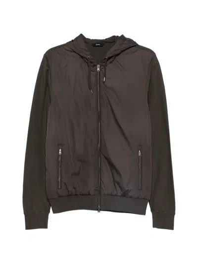 Herno Zip-up Hooded Jacket In Brown