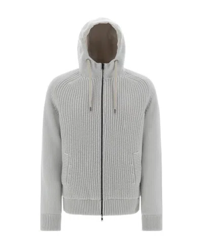Herno Zip-up Hooded Jacket In Gray