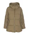 Herno Long Padded Down Jacket With Removable Hood In Green