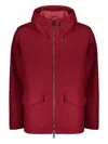 Herno Zip-up Hooded Jacket In Red