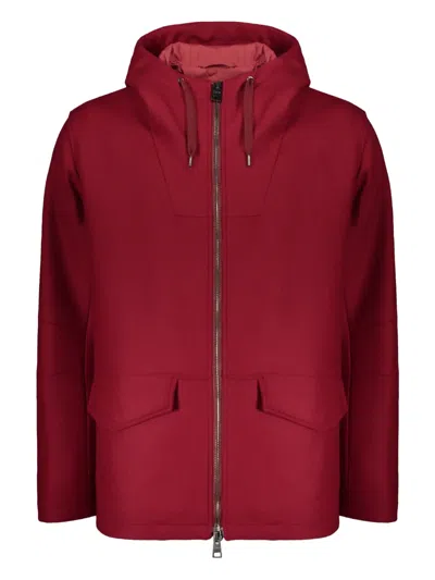 Herno Zip-up Hooded Jacket In Red