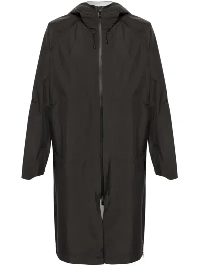 Herno Zip-up Hooded Maxi Raincoat In Grey